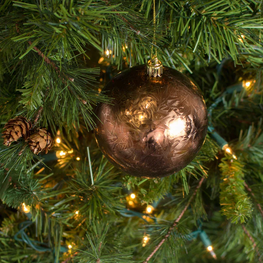 100MM Feather Smooth Ball Ornament: Chocolate_1