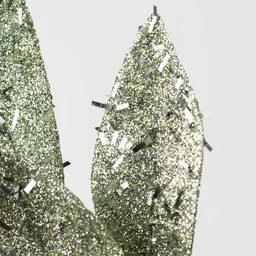 23" Tinsel Glitter Bay Leaf Spray: Sage Green