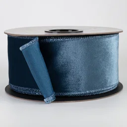 2.5" Velvet Satin Back Ribbon: Dusty Blue (10 Yards)