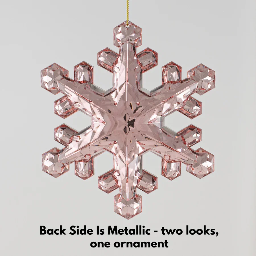 6" Jewel Snowflake Ornament: Pink_2