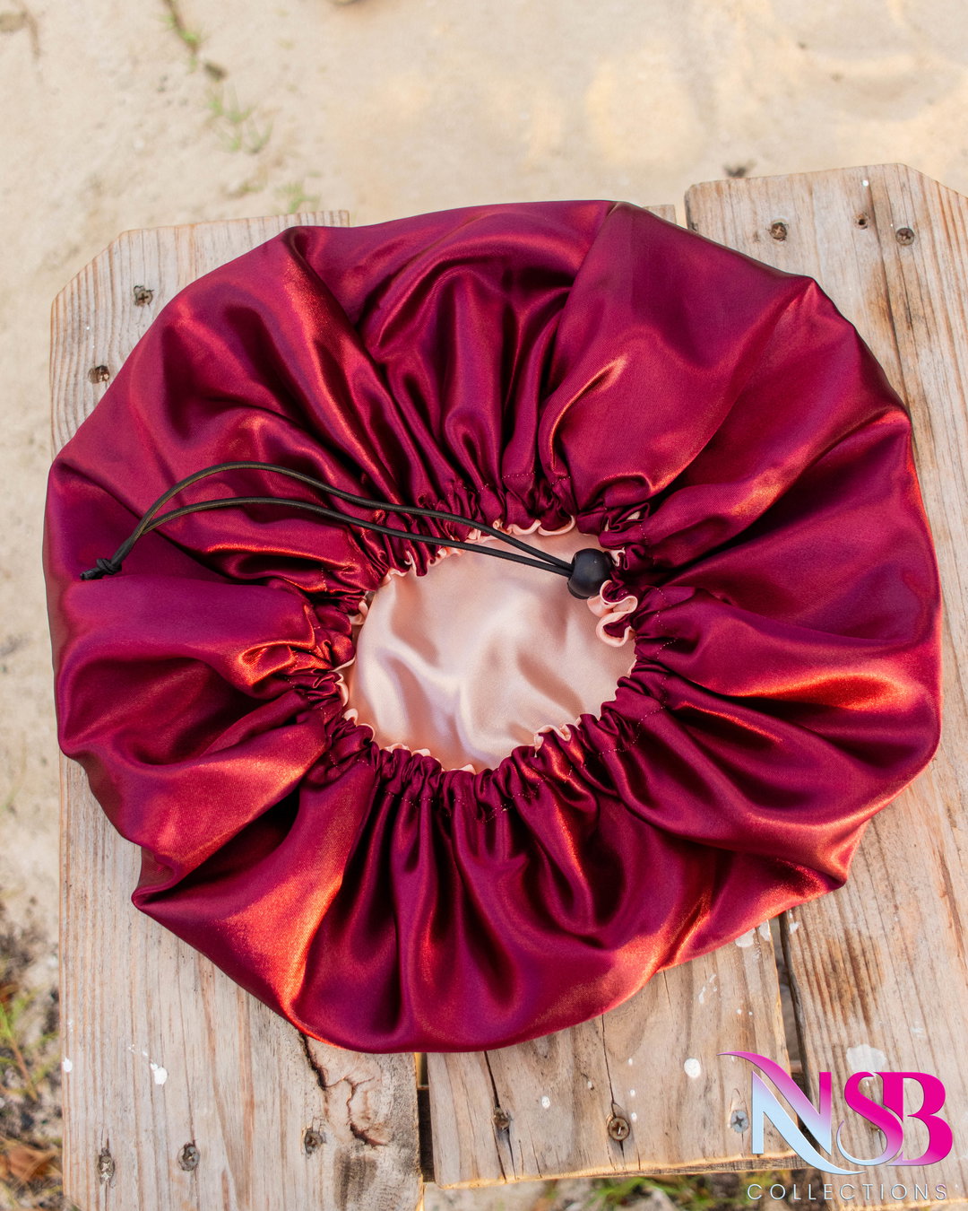 Adjustable Draw String Reversible Satin Bonnet