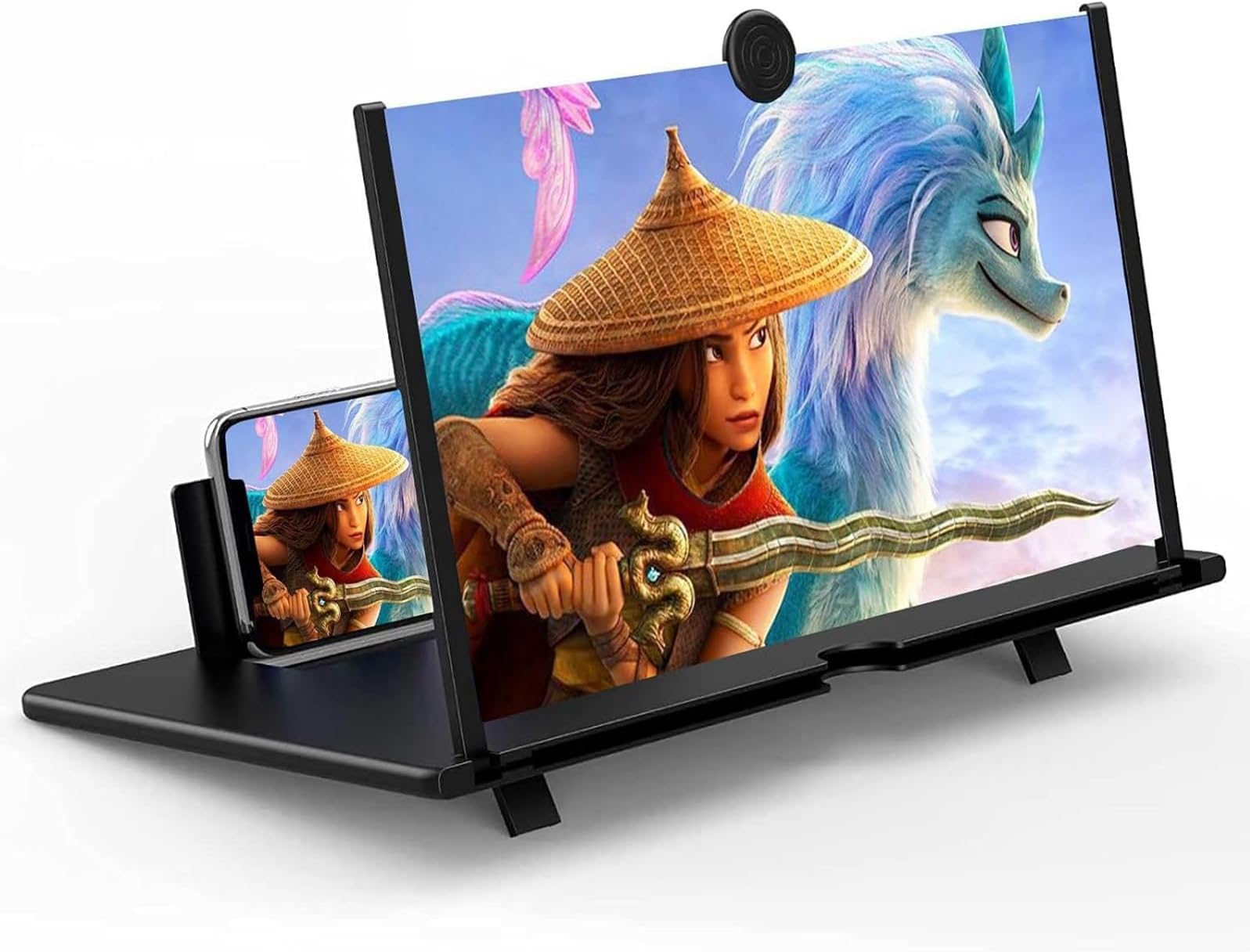 Amplificateur d'écran éclairé 16 pouces, loupe d'écran 3D HD anti-bleu pour téléphone portable, support portable pliable pour films, vidéos et jeux, compatible avec tous les smartphones _0