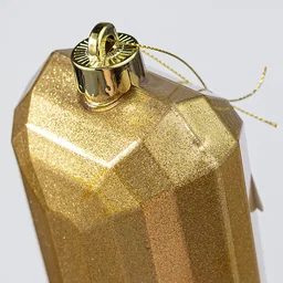 7" Rectangle Gem Ornament: Glitter Inside Gold