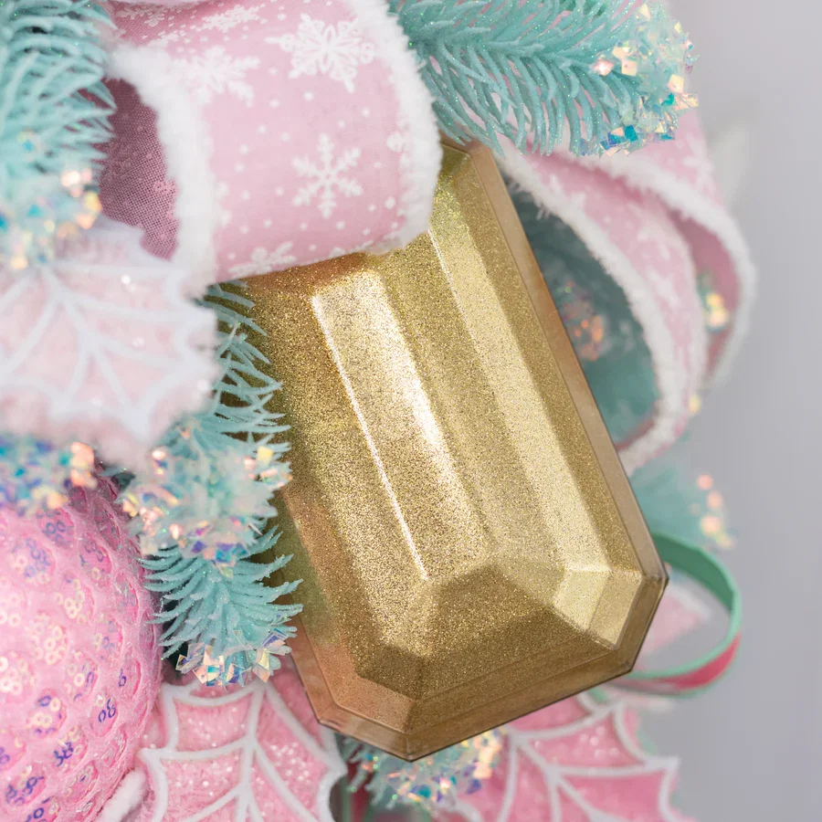 7" Rectangle Gem Ornament: Glitter Inside Gold_2