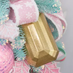 7" Rectangle Gem Ornament: Glitter Inside Gold