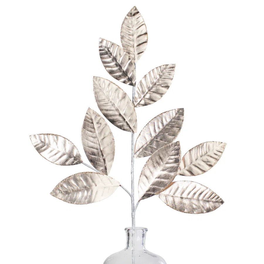 25" Metallic Magnolia Leaves Spray: Champagne_0