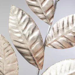 25" Metallic Magnolia Leaves Spray: Champagne