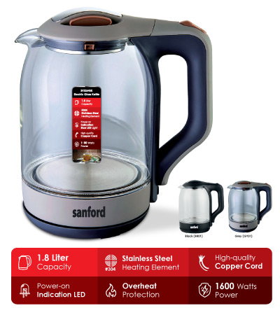 SANFORD - 1.8L Glass Electric glass Kettle