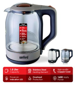 SANFORD - 1.8L Glass Electric glass Kettle