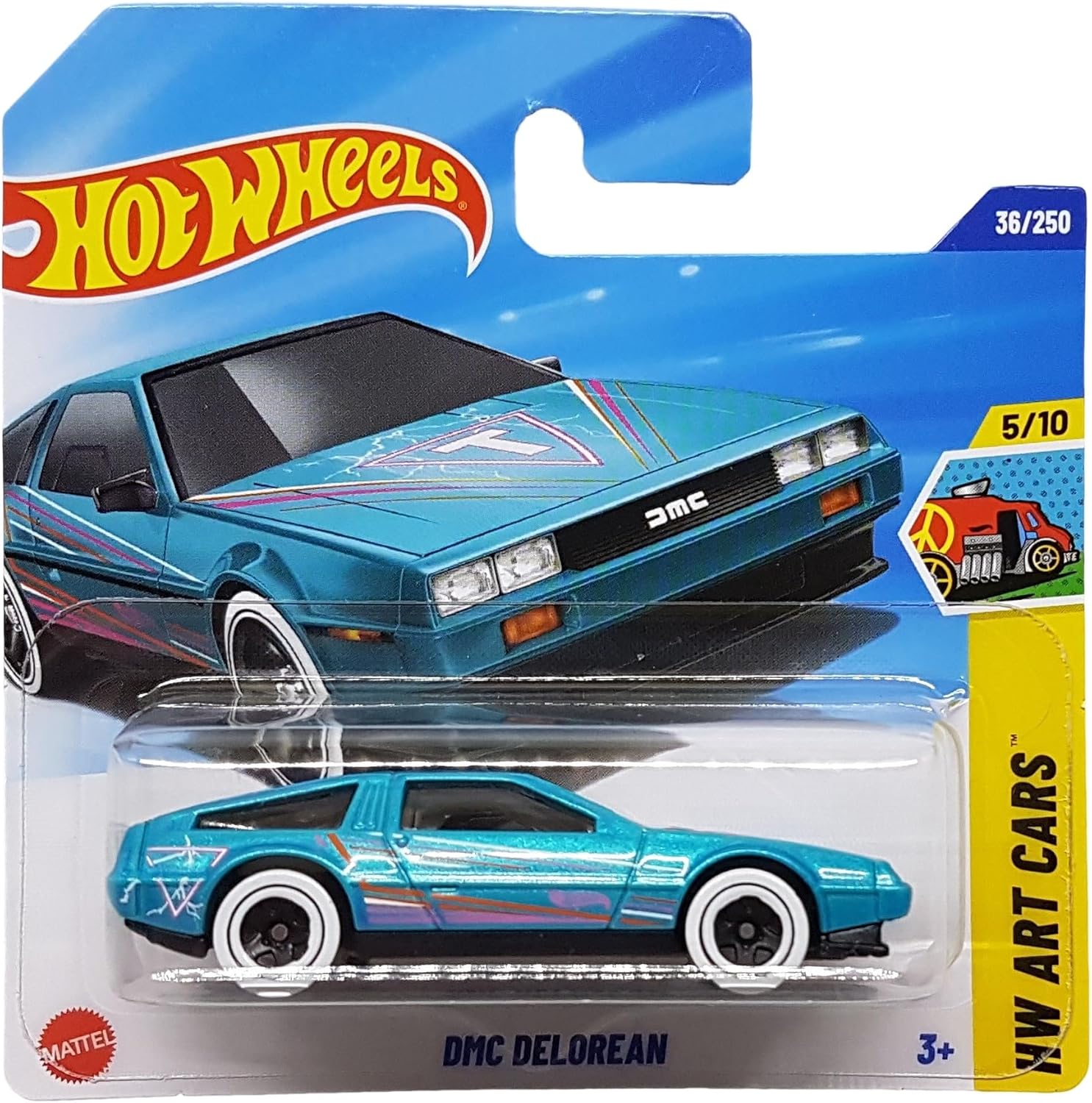 Hot Wheels - DMC Delorean - HW Art Cars 5/10 - HYX59 - Short Card - Turquoise Metallic - Mattel 2025-1:64