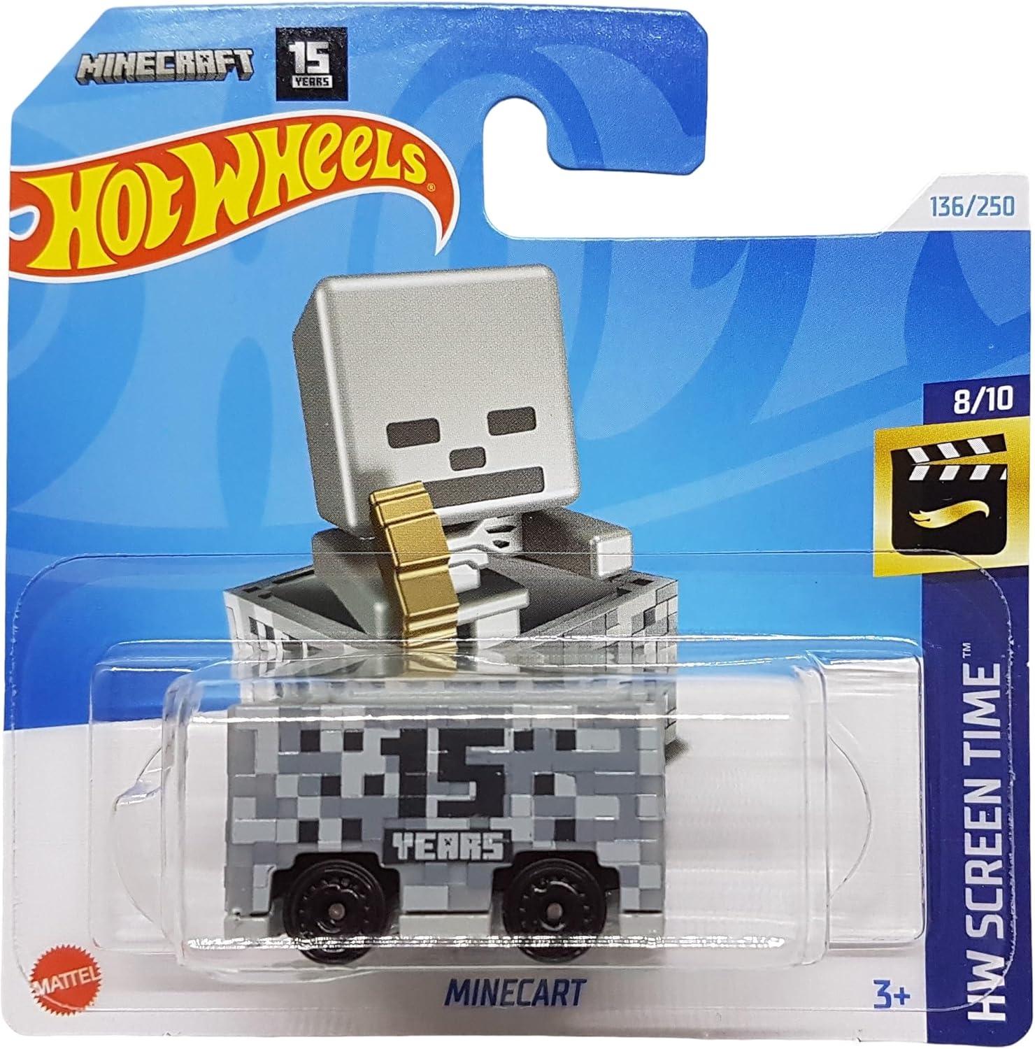 Hot Wheels - Minecart - HW Screen Time 8/10 - HTB38 - Short Card - Minecraft 15 Years - Mattel 2024-1:64