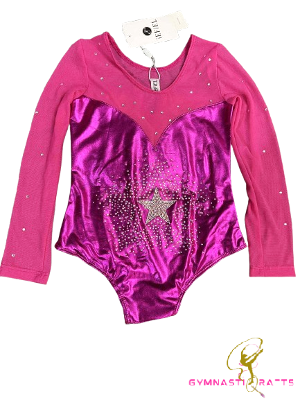 Gymnastics Competition Leotard - Pink Star