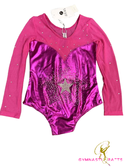 Gymnastics  Competition Leotard - Pink Star