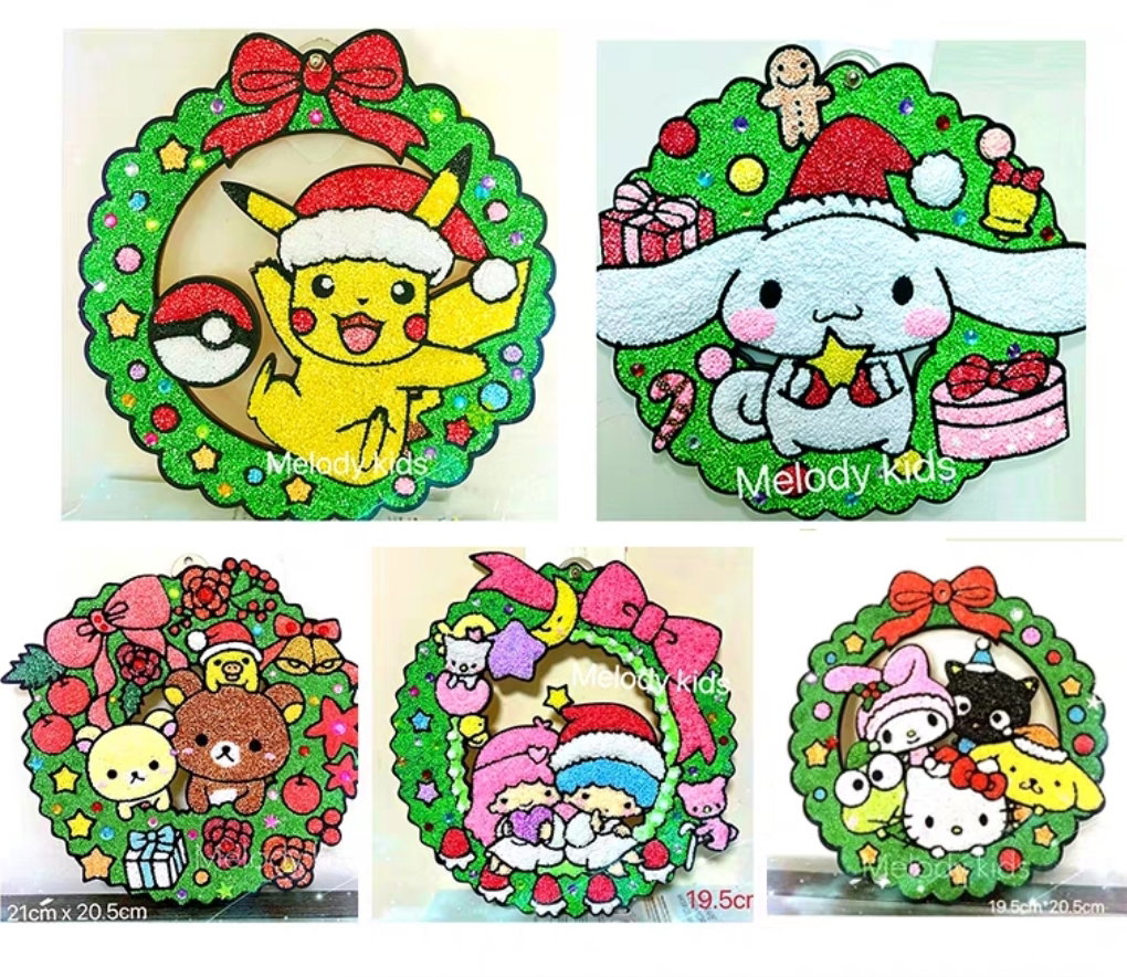 Beady Foam Clay Christmas Wreaths (Set of 5) - DIY Craft Kits for Kids_1