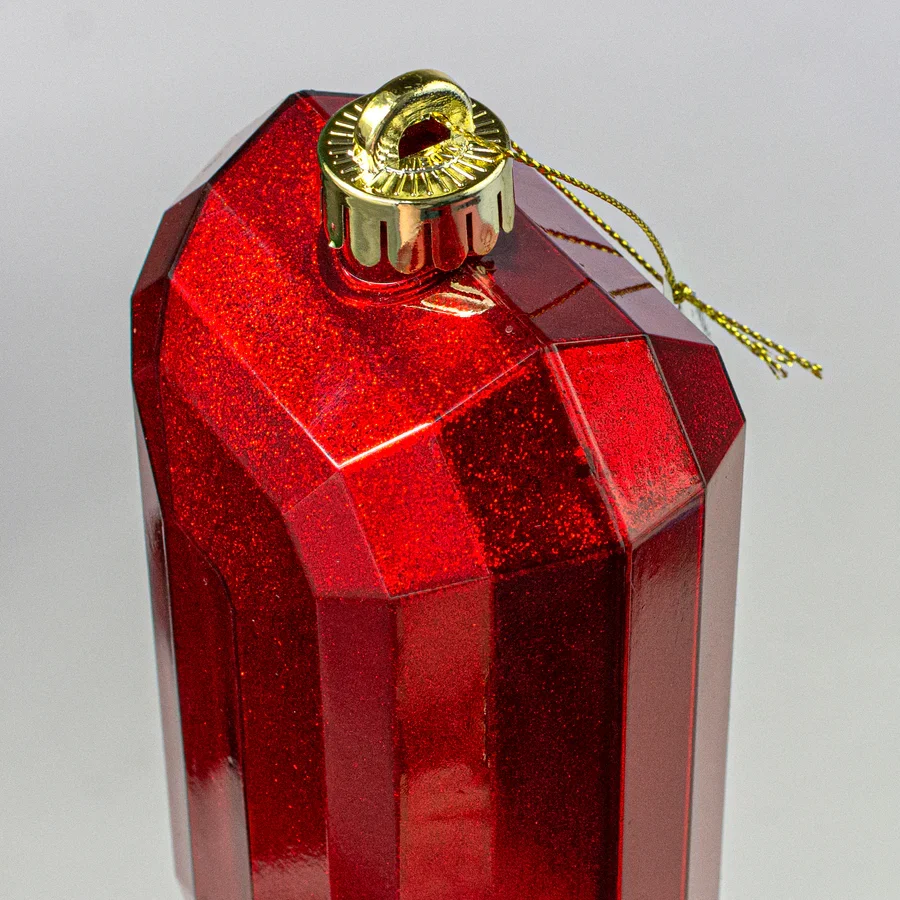 7" Rectangle Gem Ornament: Glitter Inside Red_1