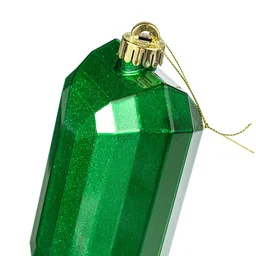 7" Rectangle Gem Ornament: Glitter Inside Emerald