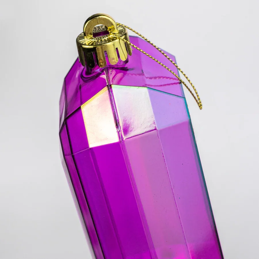 7" Rectangle Gem Ornament: Iridescent Fuchsia Pink_2