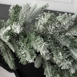 9' X 12" Durham Flocked Pine Garland