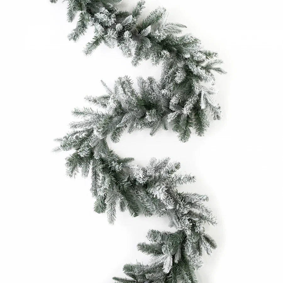 9' X 12" Durham Flocked Pine Garland_3