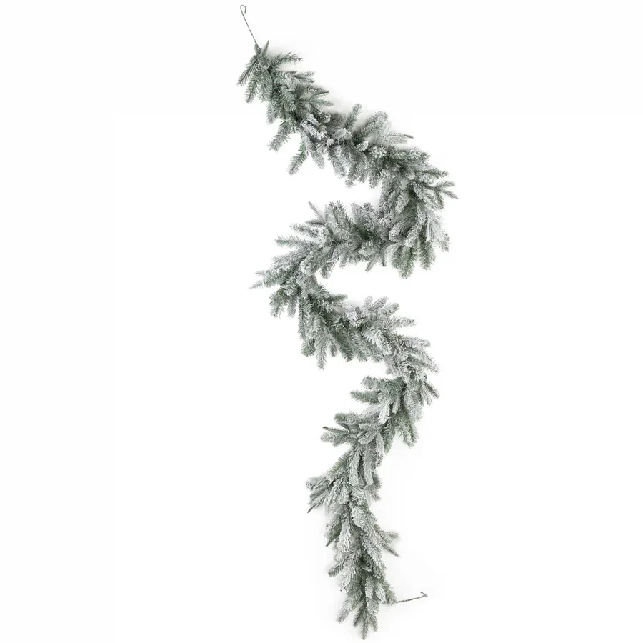 9' X 12" Durham Flocked Pine Garland_4