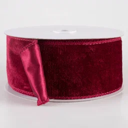 2.5" Deluxe Velvet Satin Backing Ribbon: Burgundy Red (10 Yards)
