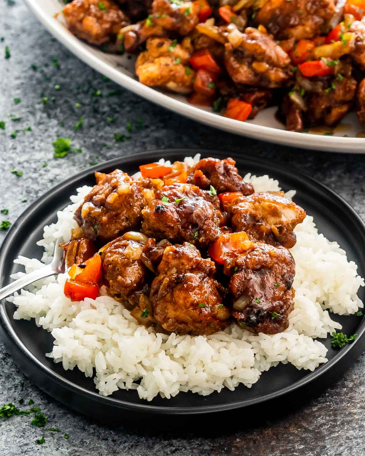 Chicken Black Pepper, Green Salad, Brown Rice_0