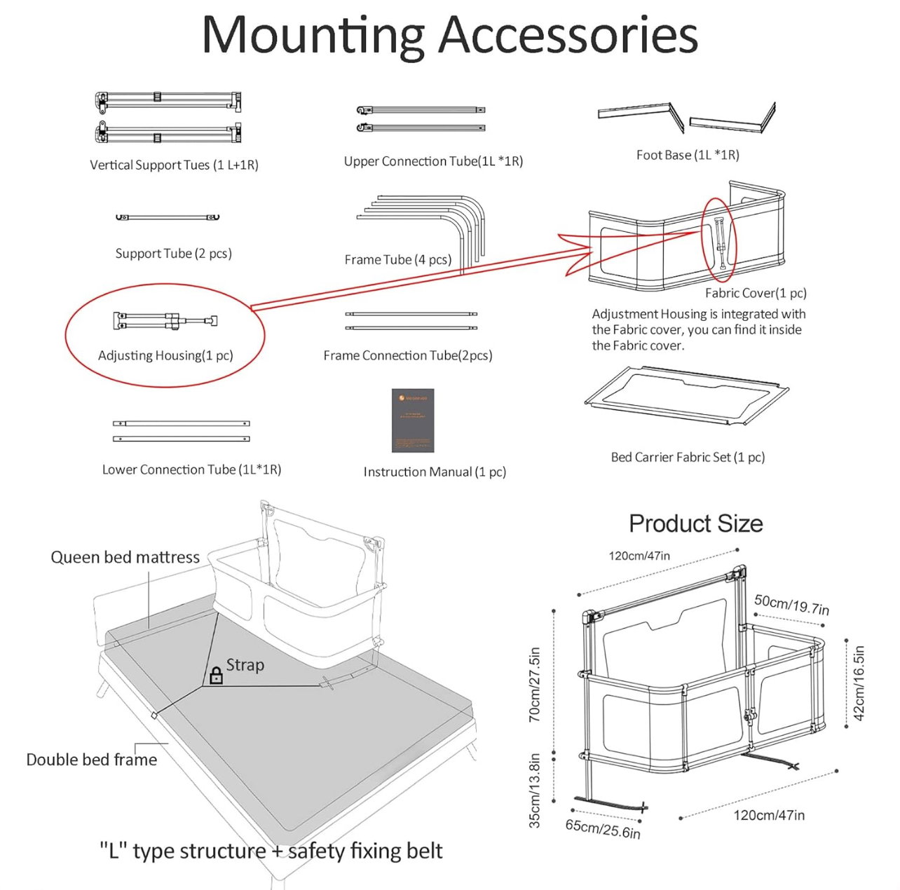 3 In 1 Baby Bedside Crib, Portable Crib_7