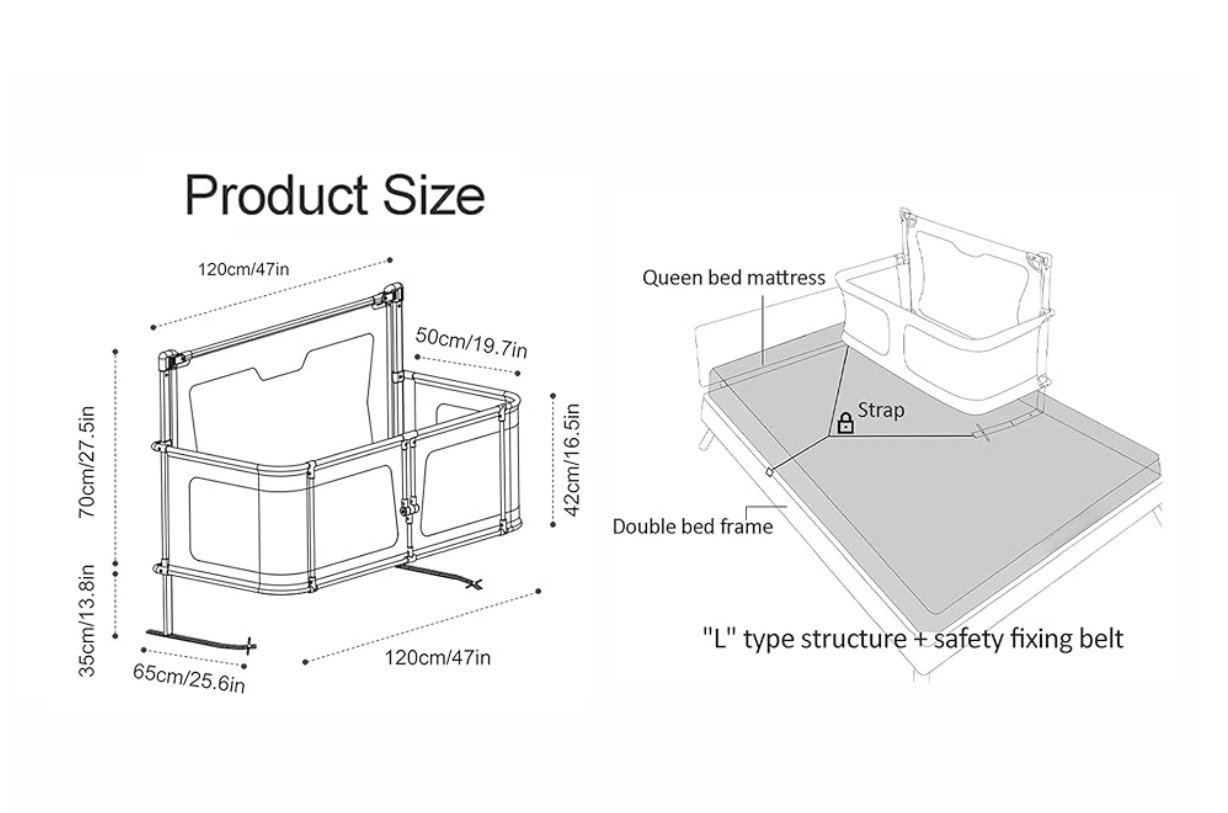 3 In 1 Baby Bedside Crib, Portable Crib_8