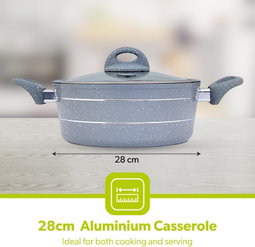 Royalford marble smart casserole with glass lid 