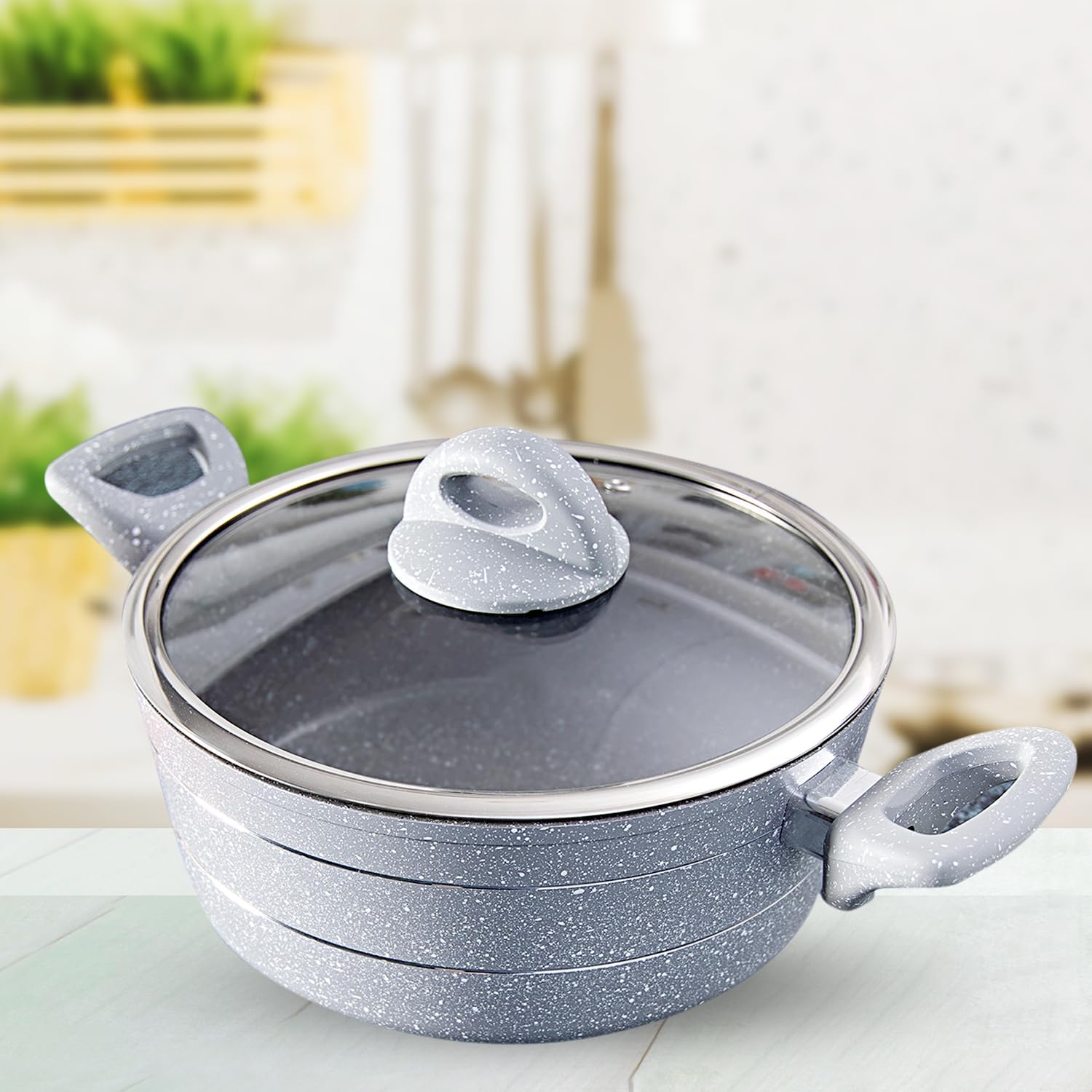 Royalford marble smart casserole with glass lid _7