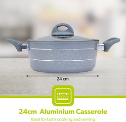 Royalford marble smart casserole with glass lid 