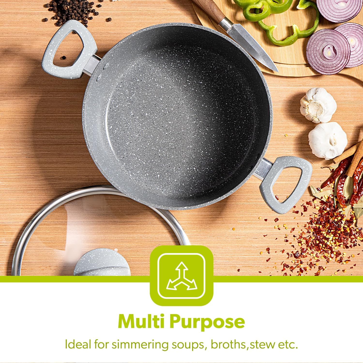 Royalford marble smart casserole with glass lid _2
