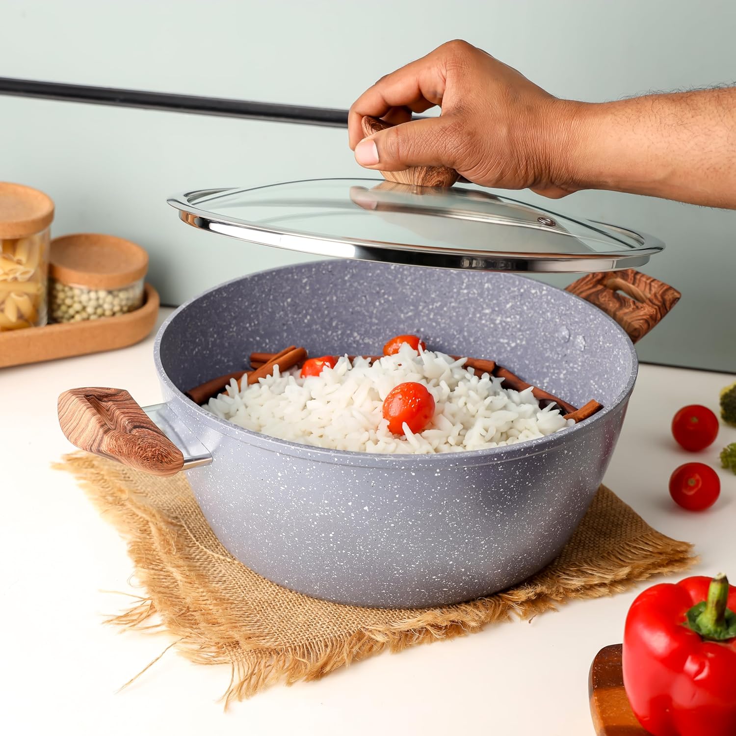 Delcasa DC3329 Essential Casserole, 28 cm Size, Grey_4