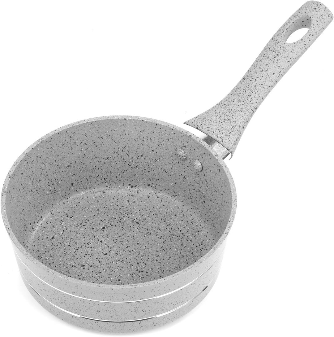Royalford Smart Saucepan With Durable Marble Coating – High-Quality Forged Aluminium Construction, Non-Stick Pan For Gas, Induction And Ceramic Hobs 3.8 Mm Bottom, Silver,Rf9473 Brand: Royalford