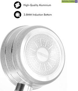 Royalford Smart Saucepan With Durable Marble Coating – High-Quality Forged Aluminium Construction, Non-Stick Pan For Gas, Induction And Ceramic Hobs 3.8 Mm Bottom, Silver,Rf9473 Brand: Royalford