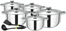 Royalford Stainless Steel Cookware Set steel 12 pcs,Silver