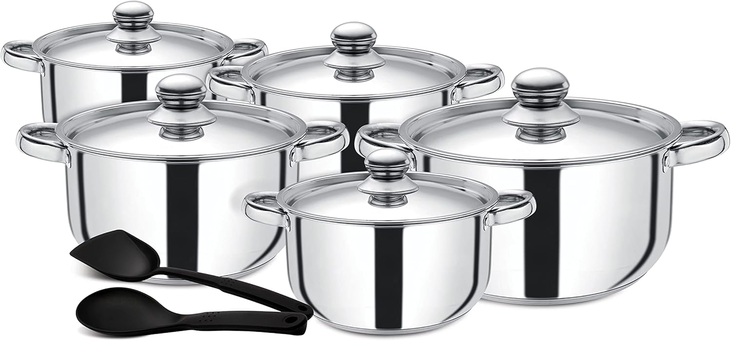 Royalford Stainless Steel Cookware Set steel 12 pcs,Silver_5