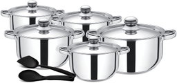Royalford Stainless Steel Cookware Set steel 12 pcs,Silver