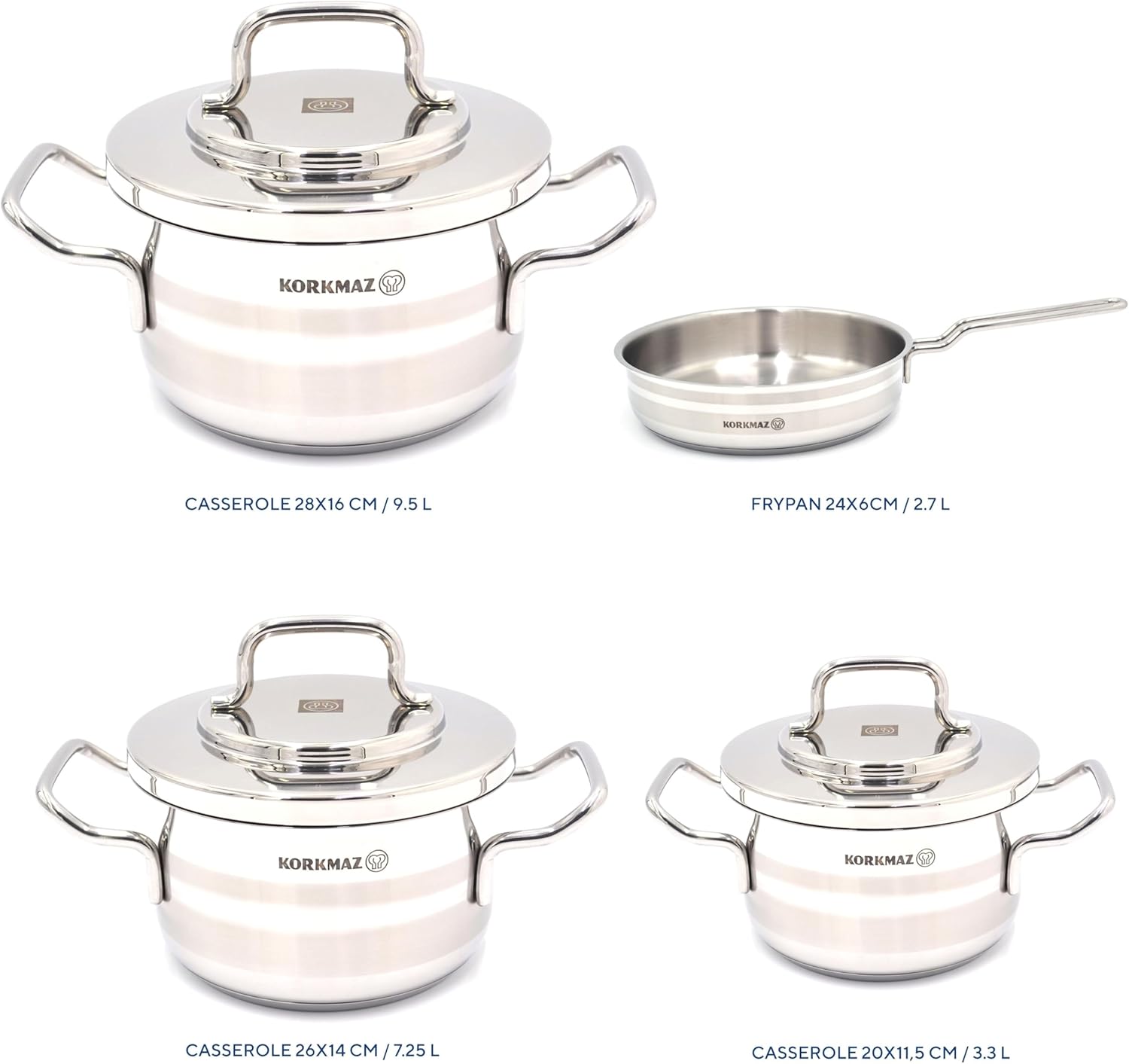 Korkmaz Astron 7 Pieces Stainless Steel Cookware Set_4