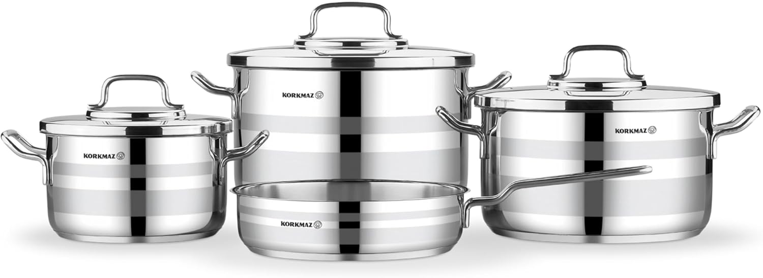 Korkmaz Astron 7 Pieces Stainless Steel Cookware Set_1