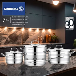 Korkmaz Astron 7 Pieces Stainless Steel Cookware Set