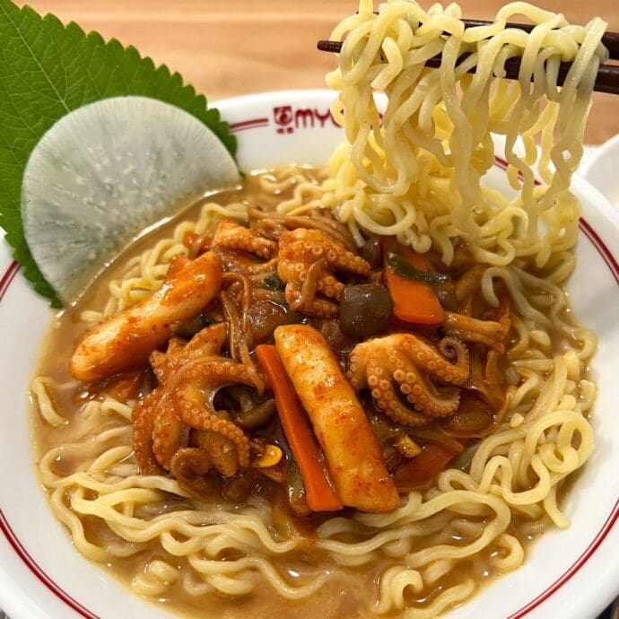 Instant Soup Noodles with baby octopus