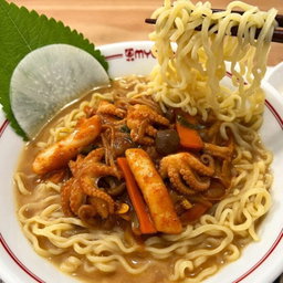 Instant  Soup Noodles with baby octopus