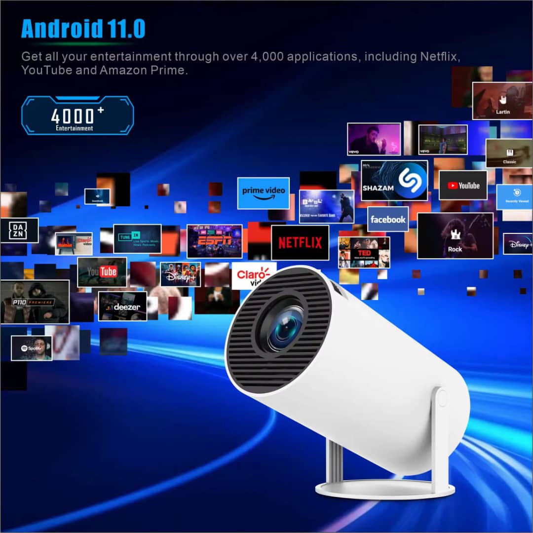 Mini Projecteur Portable 4K - Vidéoprojecteur 1080P FHD 4K 2025 Upgraded Mini Projecteur Portable avec Android 11, WiFi 6,BT5.0, 180° Rotation, Supporté pour TÉLÉPhone/PC/Lap/Stick, HDMI Home Cinéma_2