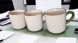 Tasse en Céramique Beige avec Anse Verte - Code Article : BCB_0164
