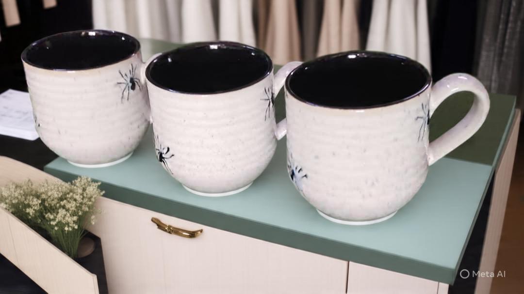 Tasse Céramique Blanche Motif Araignée - Code Article : BCB_0169_0