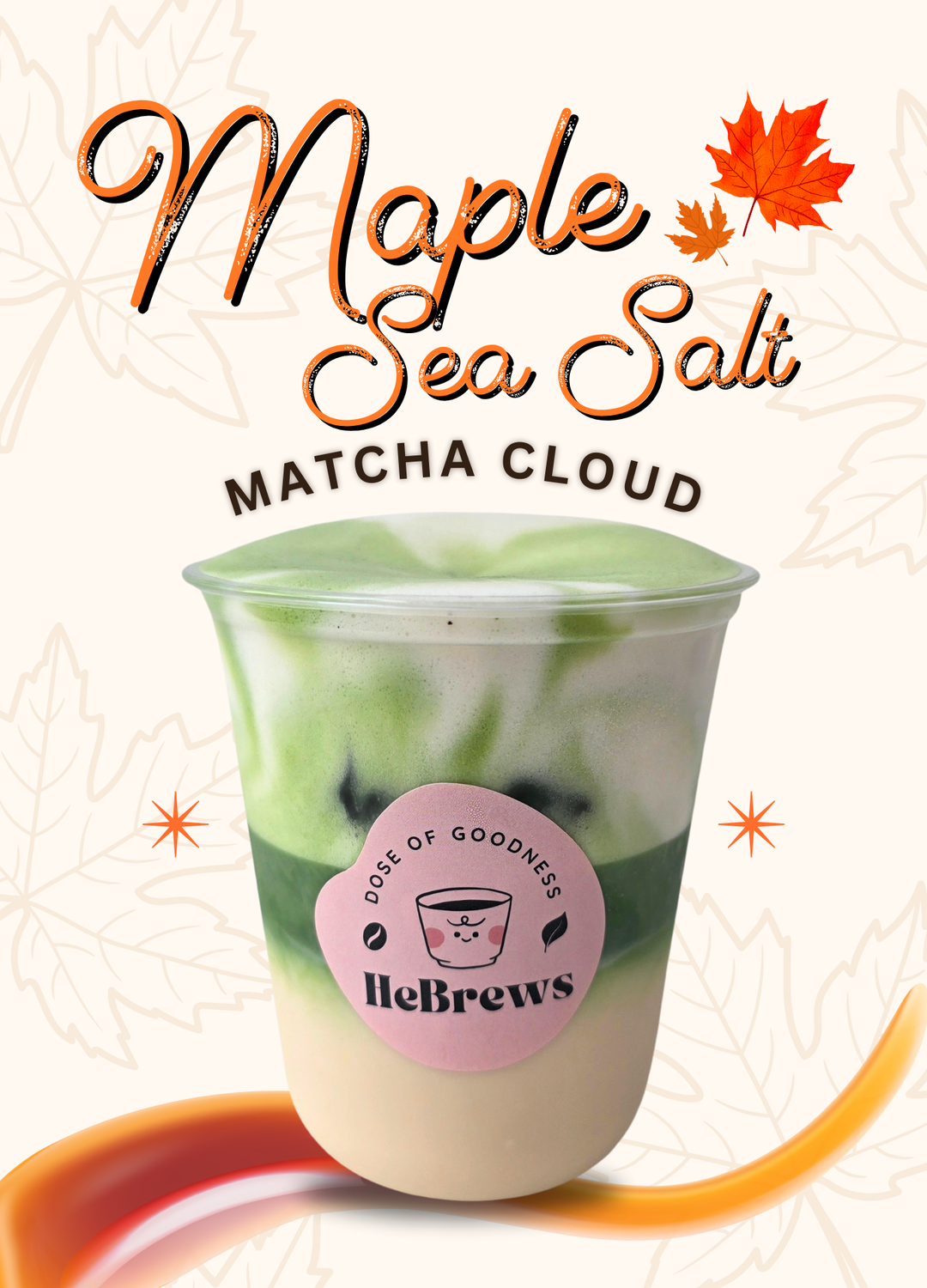 🍁🍃 Creamy Salted Maple Matcha Cloud - 4g Matcha + Sugar-Free