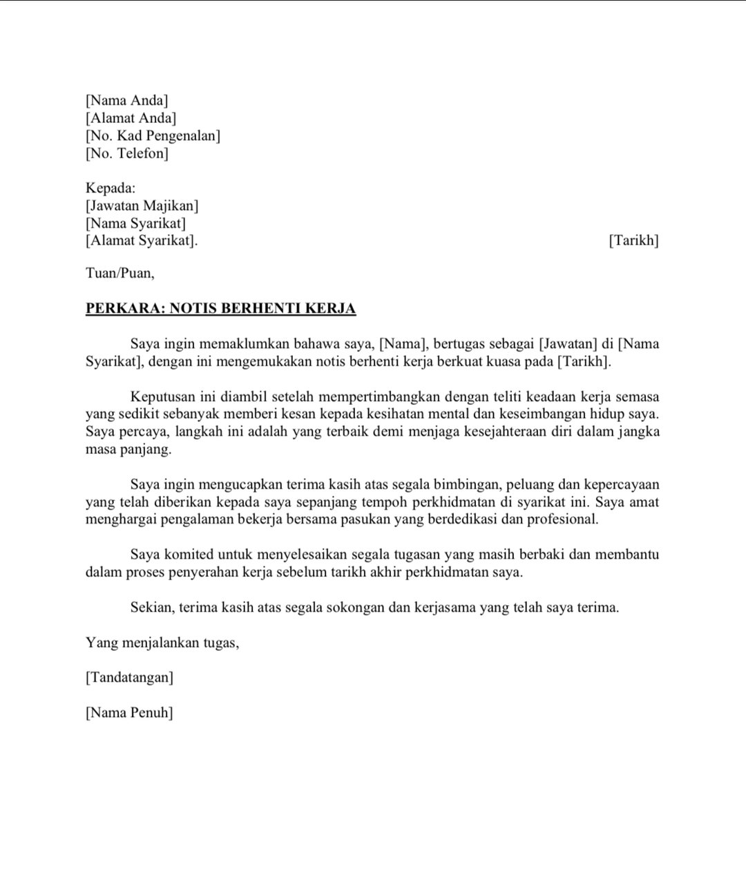 Surat Resign Profasional ✨ HOT SELLER ‼️