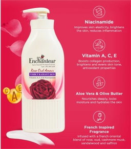 Enchanteur Satin Smooth Perfumed Lotion - ROSE OUD AMOUR 500 ML, 