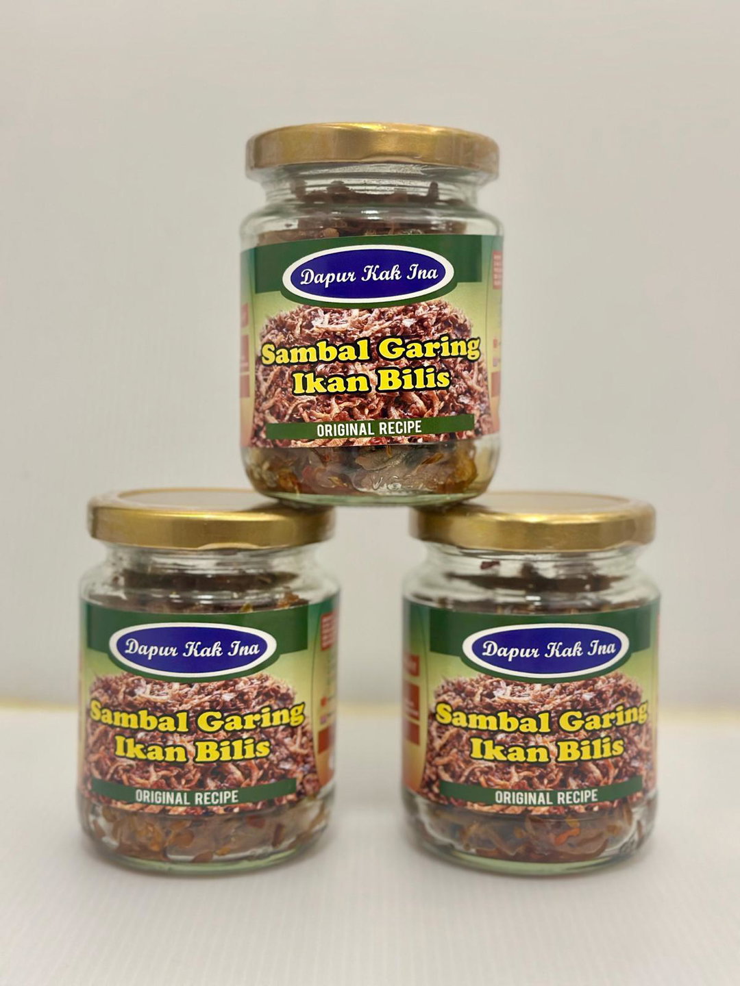 Dapur Kak Ina Fried Chilli Anchovies (Sambal Garing Ikan Bilis) 80Gm (Bundle 3 Bottles)